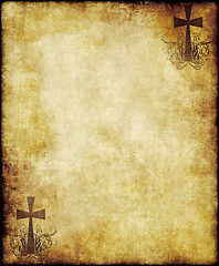 Image showing old parchment paper with cross