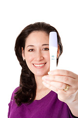 Image showing Happy woman - positive pregnancy test