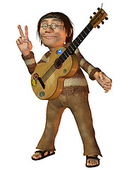 Image showing Man with a guitar and Peace Message