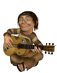 Image showing sitting hippie playing guitar