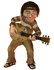 Image showing dancing hippie playing guitar