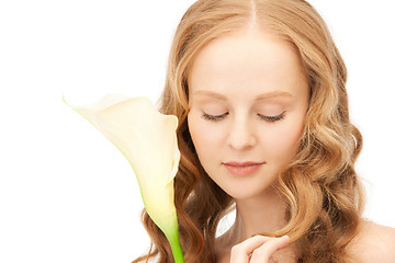 Image showing beautiful woman with calla flower