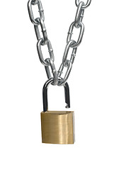 Image showing Open padlock and chain 