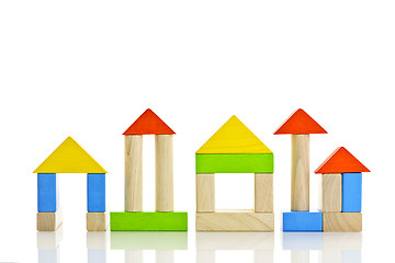 Image showing Wooden blocks buildings