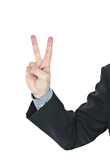 Image showing Man giving peace or victory sign