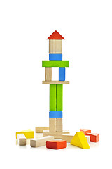 Image showing Wooden block tower