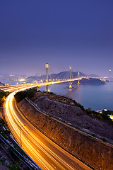 Image showing highway and Ting Kau bridge at night