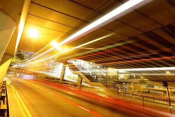 Image showing light trails in mega city