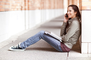 Image showing Ethnic student on the phone