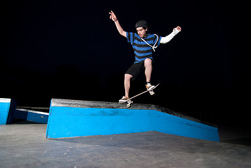 Image showing Skateboarder on a slide