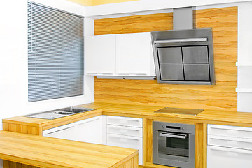 Image showing Wood kitchen counter