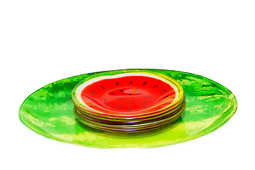 Image showing Watermelon plates