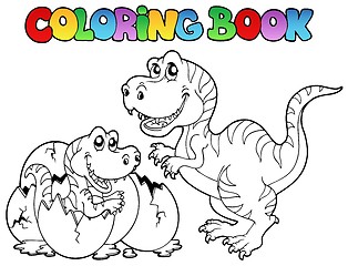 Image showing Coloring book with tyrannosaurus