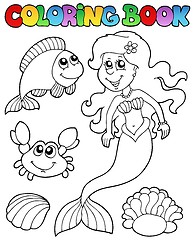 Image showing Coloring book with mermaid