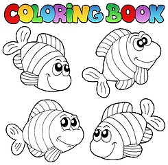 Image showing Coloring book with striped fishes