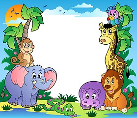 Image showing Frame with tropical animals 2