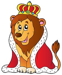 Image showing Cartoon lion in king outfit