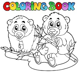 Image showing Coloring book with two pandas