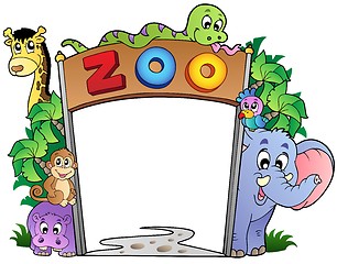 Image showing Zoo entrance with various animals