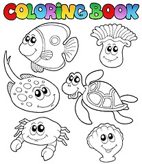 Image showing Coloring book with marine animals 3