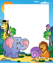 Image showing Frame with tropical animals 1