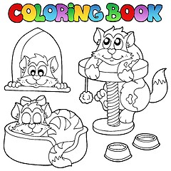 Image showing Coloring book with various cats 1