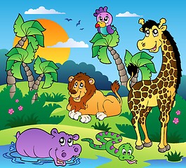 Image showing African scenery with animals 1