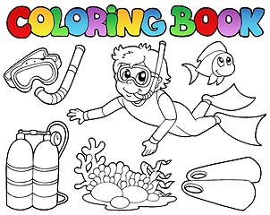 Image showing Coloring book with diving theme