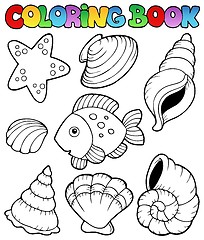 Image showing Coloring book with seashells
