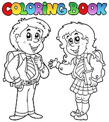 Image showing Coloring book with two students