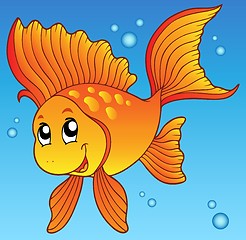 Image showing Cute goldfish in water