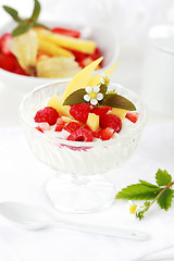 Image showing Natural yogurt with fresh fruits
