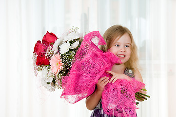 Image showing girl with bouquet