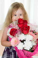 Image showing girl with bouquet