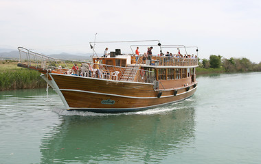 Image showing Tourist boats on the river.