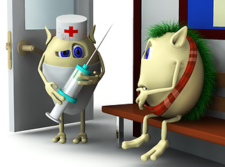 Image showing 3d character and doctor in the hospital