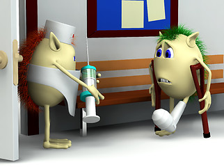 Image showing 3d character  and doctor in the hospital