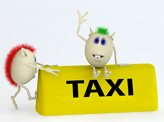 Image showing 3d  model of the taxi symbol with puppets