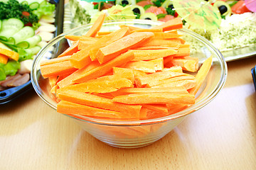 Image showing Close view of fresh sliced carrots