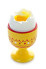 Image showing Soft boiled egg in cup