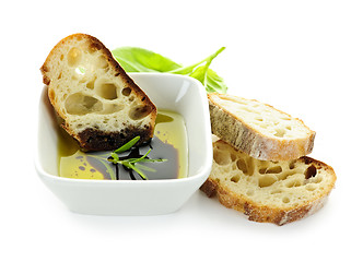 Image showing Bread olive oil and vinegar