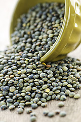 Image showing Bowl of uncooked French lentils