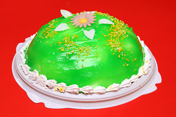 Image showing sweet cake with green jelly