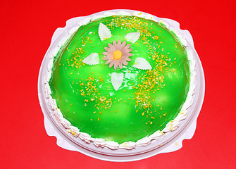Image showing sweet cake with green jelly