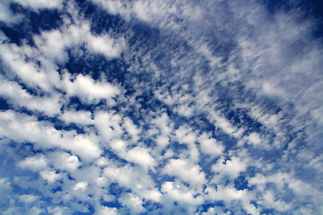 Image showing blue sky with fleecy clouds