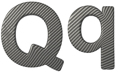 Image showing Carbon fiber font Q lowercase and capital letters