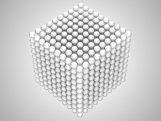 Image showing Transparent spheres or beads cube shape 