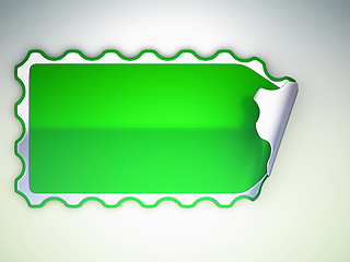 Image showing Green jagged label or sticker over grey