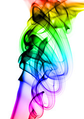 Image showing Abstract colorful smoke patterns on white