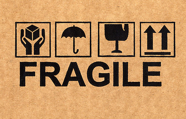 Image showing fragile symbol on cardboard